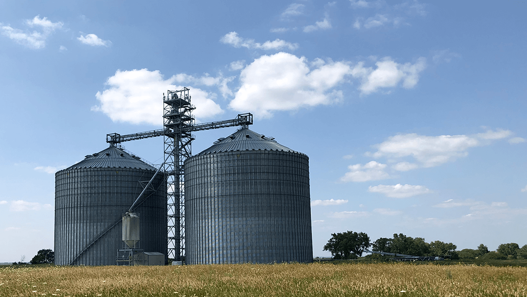 A View Of A Frontier Co-Op Grain Elevator From Afar