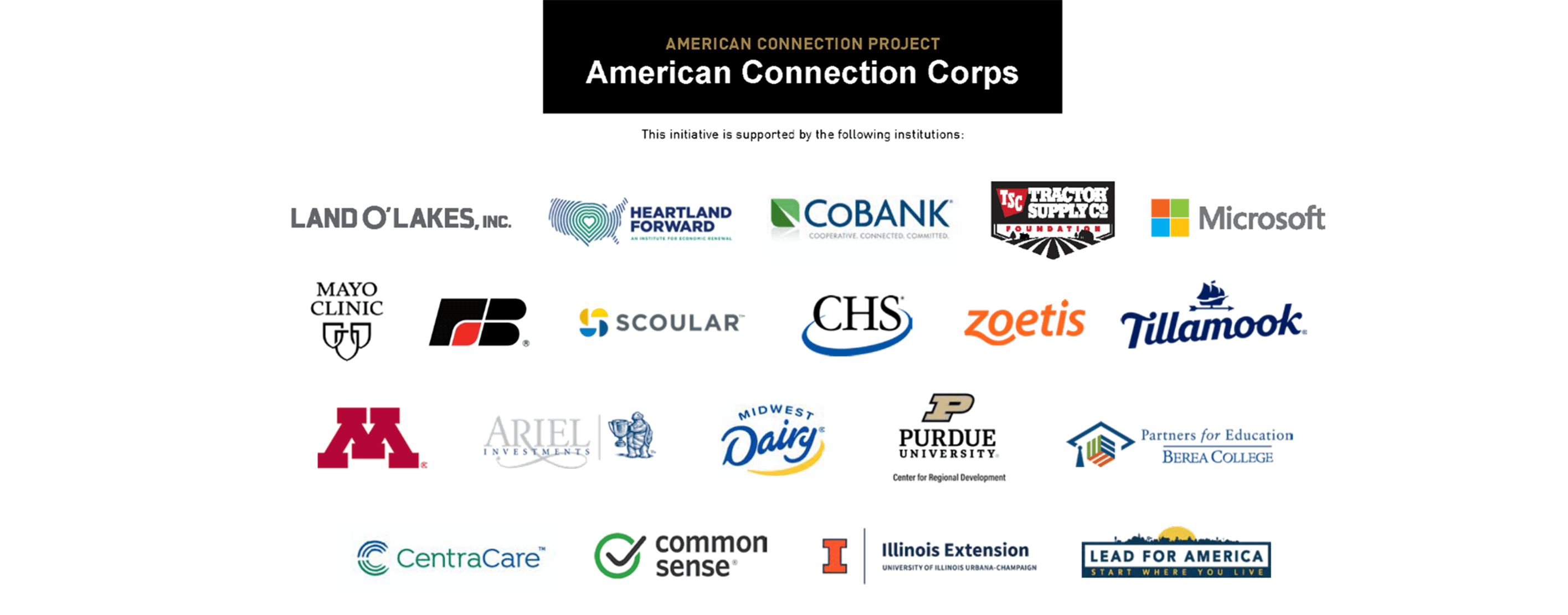 A Logo Grid Of American Connection Corps Partners