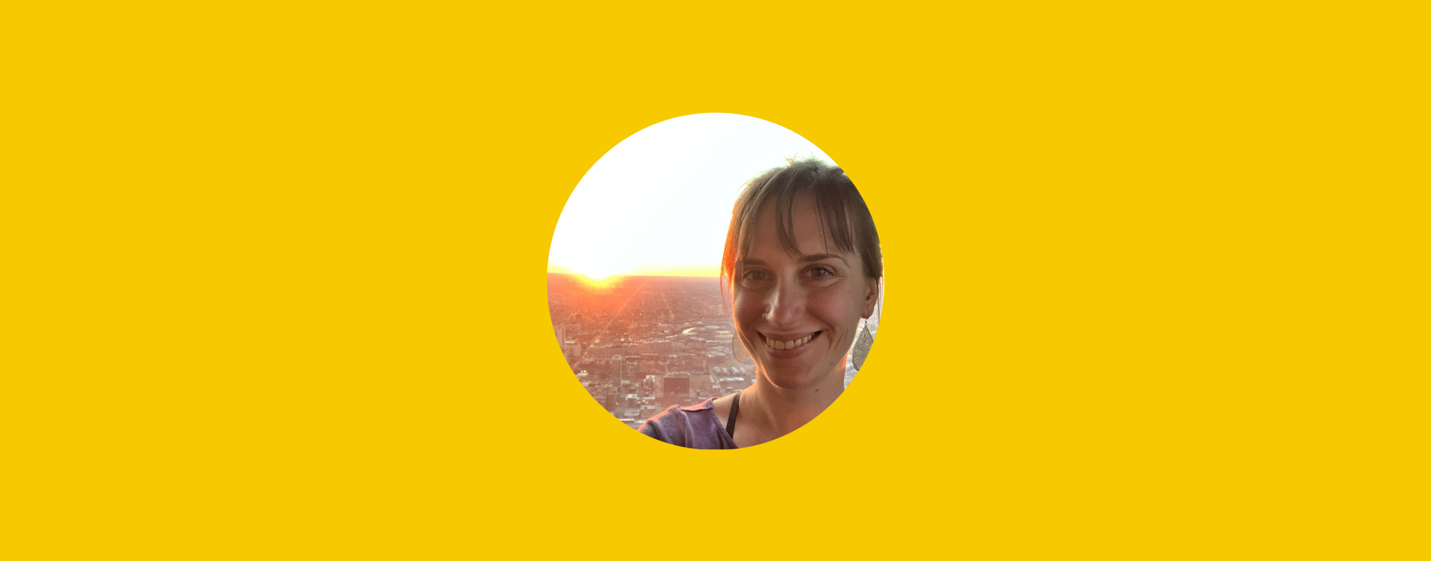 Heather Mathees headshot on a yellow background