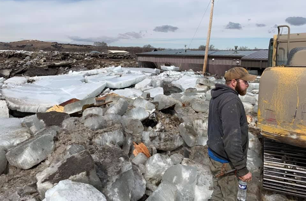 Nebraska Flood Icebergs Piling Up