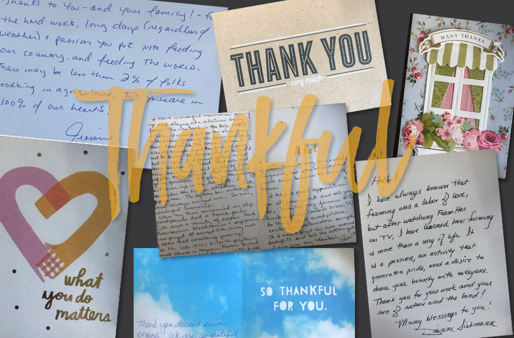 photo of handwritten thank you letters to farmers