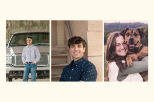 Three young adults posing for a photoshoot.