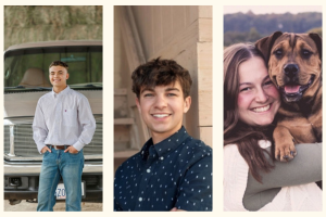 Three young adults posing for a photoshoot.
