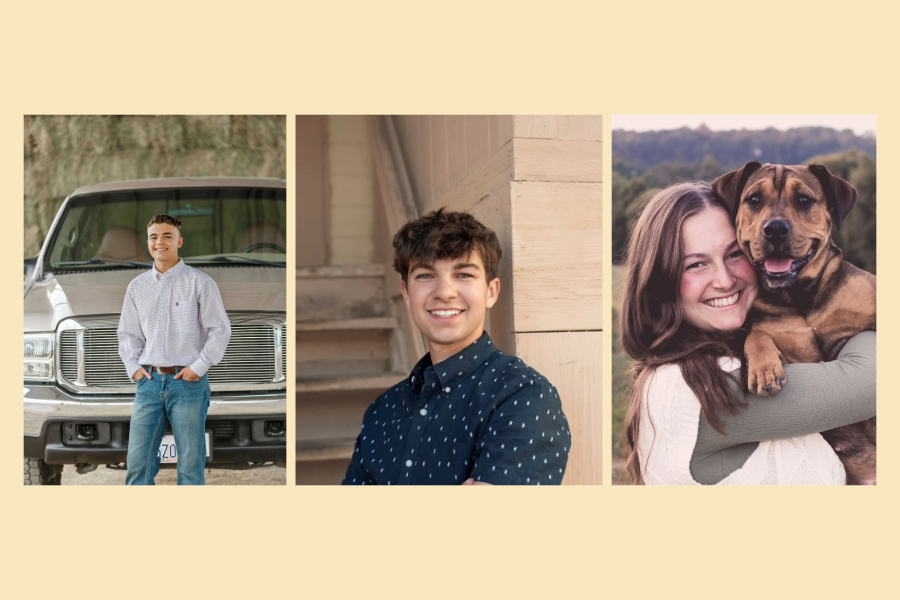 Three young adults posing for a photoshoot.