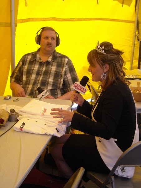 Princess Kay of the Milky Way participates in a radio interview.
