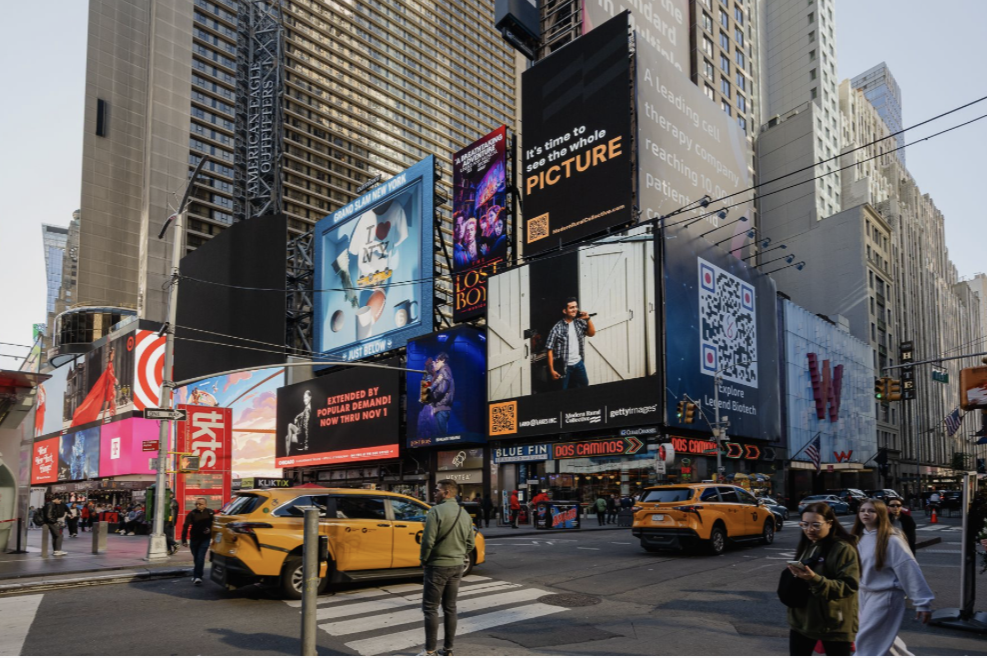 An intersection in NYC's Times Square.