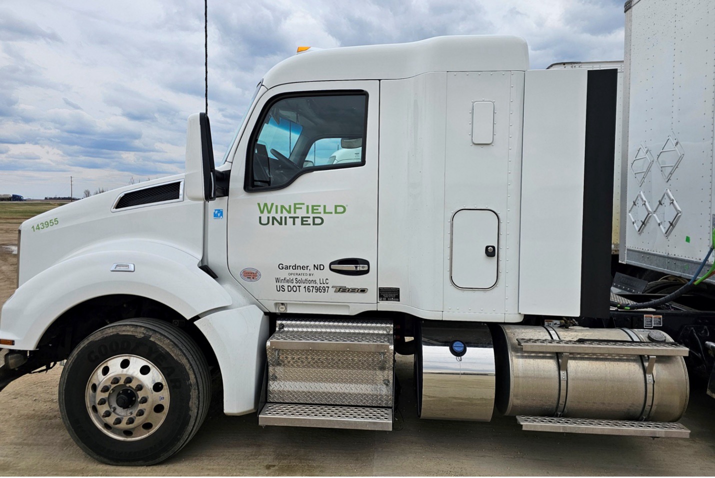 A white WinField United truck parked.